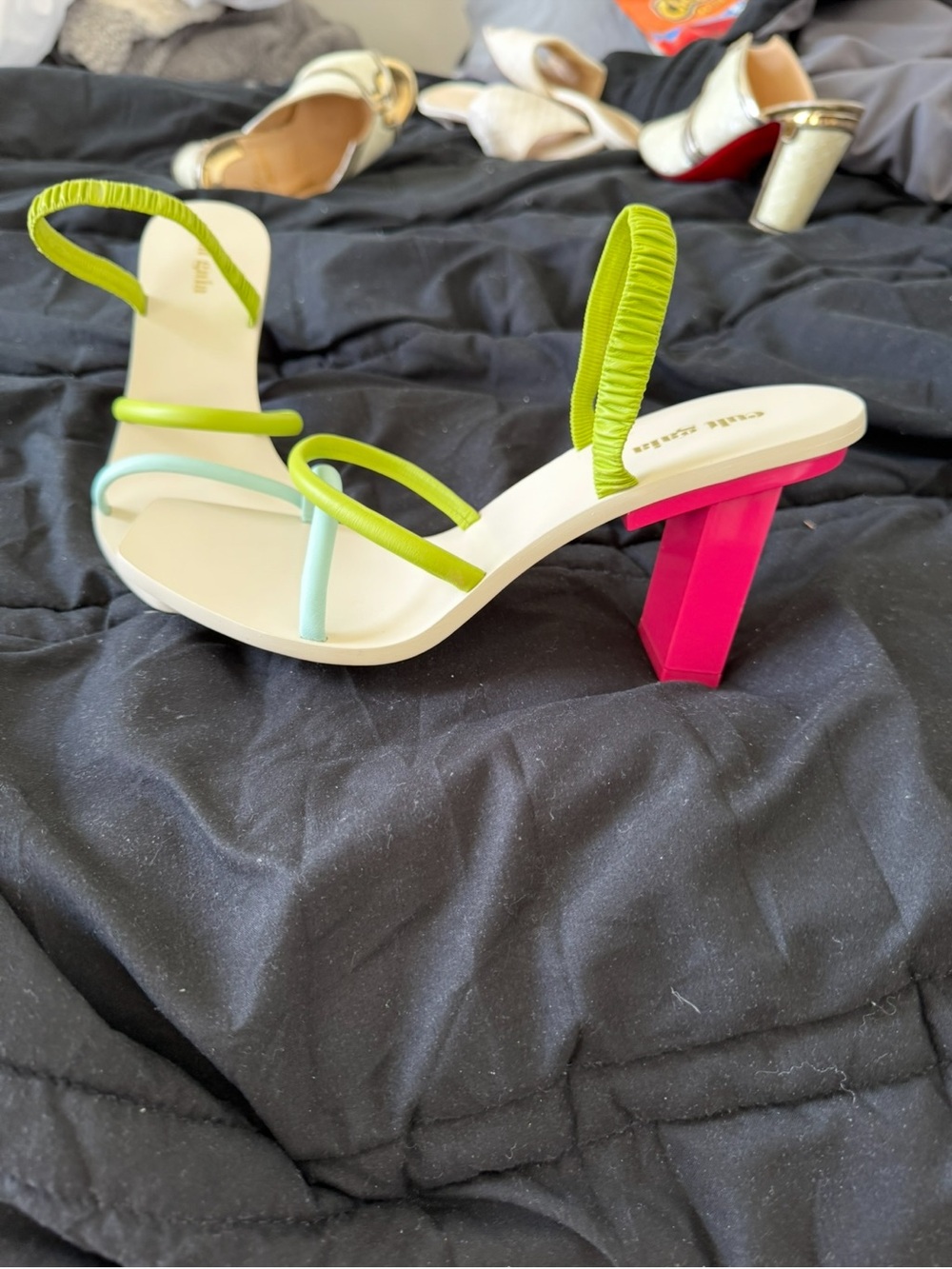 cult gaia Lime, Pink & Mint Strappy Block-Heel Sandal